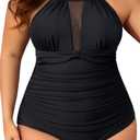Aqua Eve Plus Size Swimsuit Women One Piece Swimsuit Tummy Control High Neck Bathing Suit Ruched Swimwear 20W
