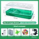 Aquatic Turtle Tank Habitat Kit Stone+Filter+Heat Lamp Enhancing Interaction with 360 Viewing, Standalone Filtration, DIY Creative Zone, Enriched Living (Green, X-Large[with Light])
