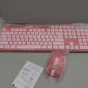 Wireless Keyboard and Mouse Combo, MARVO 2.4G Ergonomic Wireless Computer Keyboard with Phone Tablet Holder, Silent Mouse with 6 Button, Compatible with MacBook, Windows (Sakura Pink)