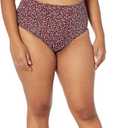 Amazon Essentials Women's High Waist High Leg Bikini Bottom (Brick Red Leopard)