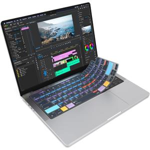 JCPal Adobe Premiere Pro Shortcut Guide Keyboard Cover for Apple MacBook Pro 14 inch and MacBook Pro 16 inch (M1-M4 Models) and MacBook Air 13 inch and MacBook Air 15 inch (M2-M4 Models) (US-Layout)