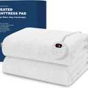 Heated Mattress Pad Full Size - Embossed Electric Mattress Pad Cover Single Control - 1-10 Hours Auto Shut Off Bed Warmer with Deep Pocket White