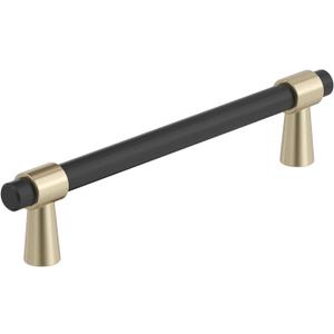 Amerock BP36859FBBBZ | Mergence 5-1/16 inch (128mm) Center-to-Center Matte Black/Golden Champagne Cabinet Pull | Kitchen Cabinet Hardware | Furniture Hardware | Drawer Handle