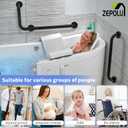 Black L-Shaped Grab Bar 12x24 Inch + Knurled Shower Grab Rail 20 Inch, Zepolu Stainless Steel Toilet Safety Bar 90 Degree, Angled Balance Support Assist Bar for Elderly, Bathroom Mobility Aid Handrail