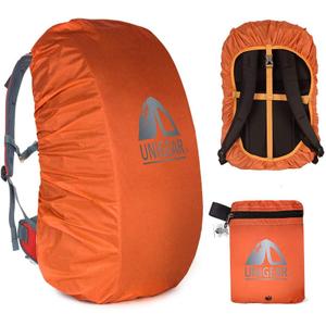 Unigear Backpack Rain Cover Waterproof Rating 5000mm, Ultraportable and Durable with 2 Anti-Slip Buckle Strap, Integrated Carry Pouch Design (Large, Orange)