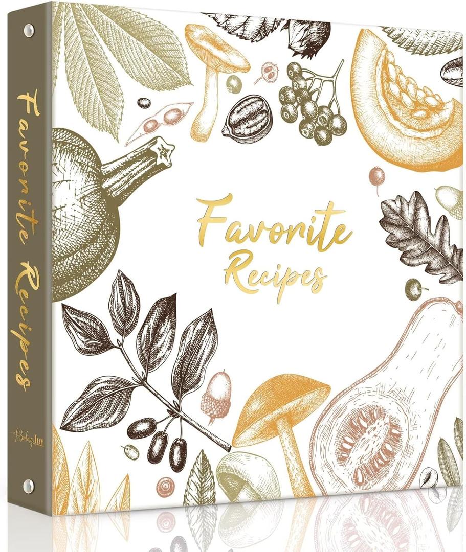 Recipe Binder with Plastic Sleeves, Full Page Cards and Dividers, Recipe Binder 8.5x11 3 Ring, Blank Recipe Book Binder to Write in Your Own Recipes (Color Veggies)