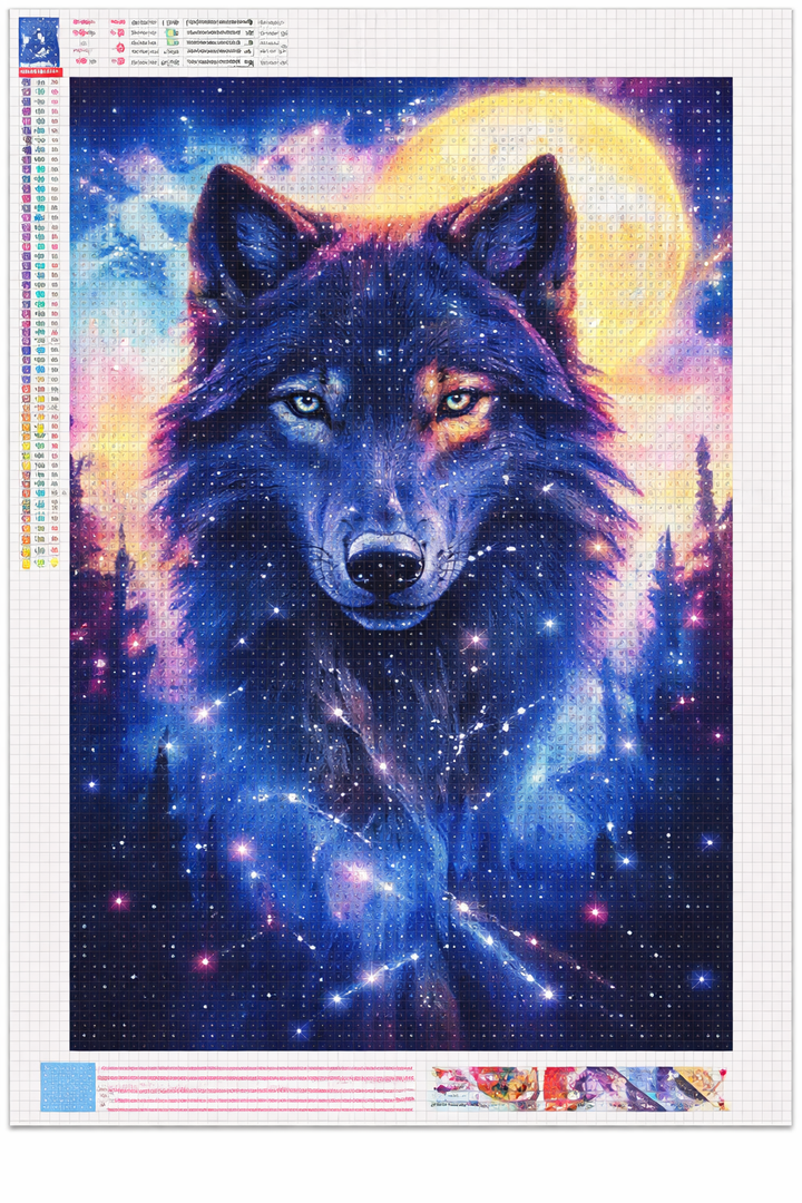 ShiCattle Wolf Diamond Art Kits for Adults Beginners, DIY Full Round Drill Diamond Painting Kits Starry Sky, Paint by Diamonds Dot Gem Art Crystal Easy, Home Wall Decor 12x16Inch