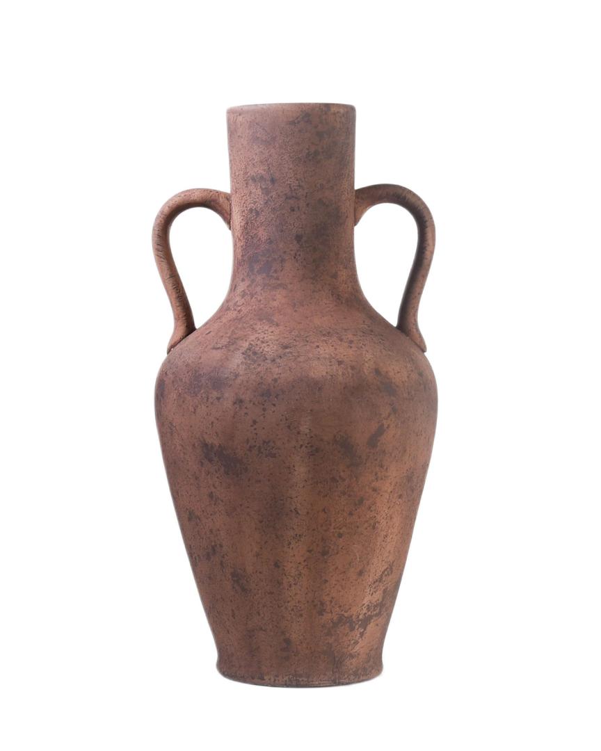 KensTro 20.5in Tall Ceramic Floor Vase with Vintage Handles, Terracotta