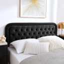 Tufted Upholstered King Size Headboard,Button Solid Wood HeadBoards with Adjustable Height,Modern Performance Velvet Bed Head Boards,Easy Install&Nailhead Decor-Black