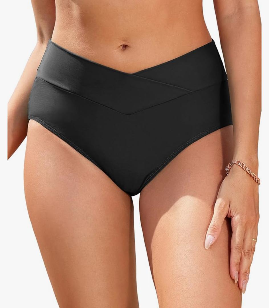 Women V Cut Full Coverage Bikini Bottom - High Wa, Size -S