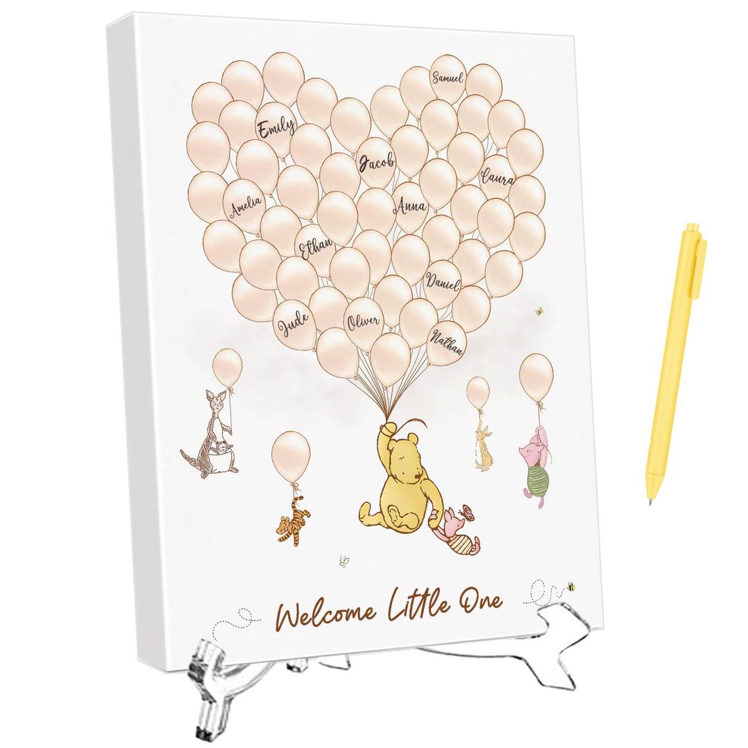 Shower Decorations, Guest Book for Table Sign Centerpieces for Guest Book, Baby Shower Games Pooh Birthday Supplies Party Decorations