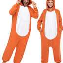 Spooktacular Creations Adults Unisex Pajama, Bear Hooded Jumpsuit Costume with Hat, Zip-Up Hooded Sleepwear for Halloween Cosplay Costume,S