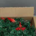 9 FT Pre-Lit Christmas Garland with 50 LED Lights Red Bows Flowers, Indoor Outdoor Lighted Garland for Stairs, Mantle, Door, Fireplace, Banister, Staircase, Holiday Christmas Decor, Battery Operated