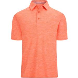Alex Vando Mens Golf Shirt Moisture Wicking Quick-Dry Short Sleeve Casual Polo Shirts for Men (Orange, Xl)