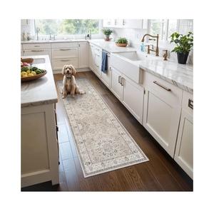 2x6 Hallway Washable Runner Rug : Vintage Soft Kitchen Laundry Runner with Non Slip Backing Farmhouse Entryway Living Room Floor Mat Stain Resistant Carpet for Bedroom Bathroom Distressed Beside Rug