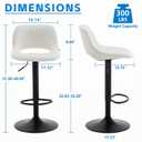 YOUNIKE Bar Stools Set of 2, Adjustable Counter Height Barstools Faux Leather Upholstered Counter Stools with Hollow Back for Kitchen Island, Warm White, Large