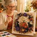 ZHCYPZ Pearl Diamond Painting Kit Halloween Cute 3D Pearl Mosaic Craft Set Holiday Christmas Wall Decor, Handmade Home Decoration Gift, 7.9 X 7.9 Inches