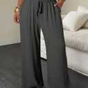 Eytino Womens Plus Size Pants Summer Elastic High Waist Drawstring Casual Loose Wide Leg Trousers Pants with Pockets 4X