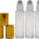 24Pack Essential Oil Roller Bottles 10ml Clear Glass Roller Bottles with Stainless Steel Roller Balls Leak Proof Roll on Bottles for Travel Perfume Essential Oil