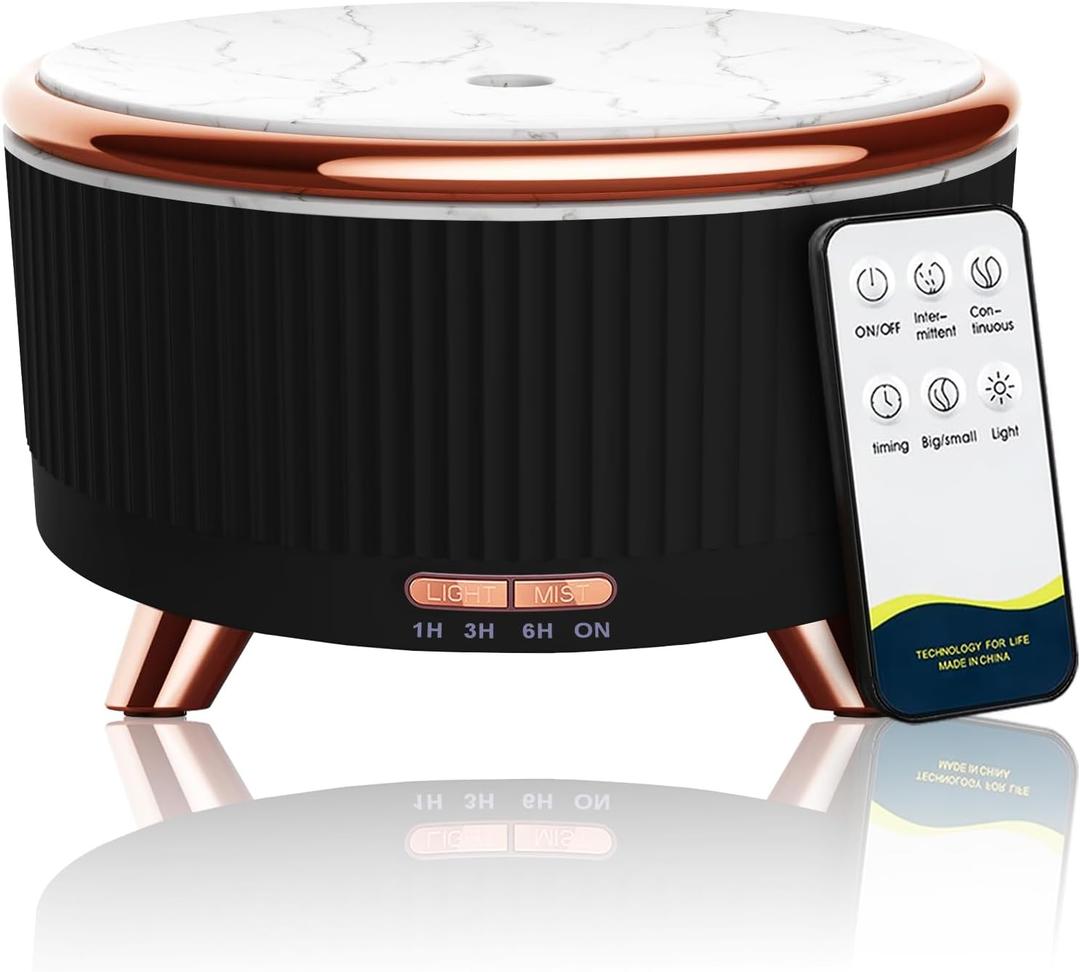 Diffusers for Essential Oils Large Room, 500ml Aromatherapy Diffuser Cool Mist Humidifier with Remote Control,7 Colors Lights & 4 Mist Mode Waterless Auto Off for Women Office Home (Black)