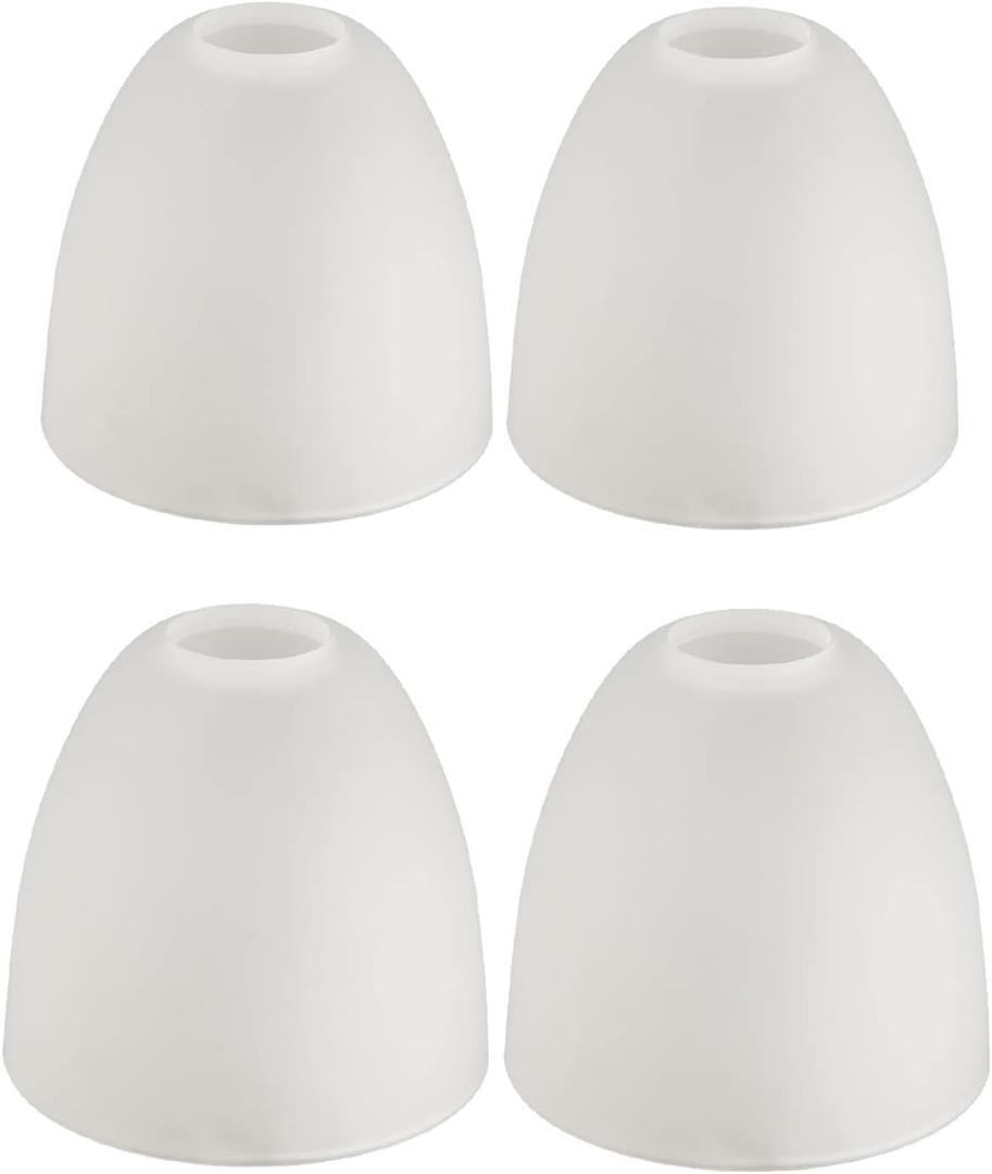 4 Pack Frosted Glass Shade, Bell Shaped Light Fixture Replacement Glass Lamp Globe or Cover with 1-5/8-Inch Fitter for Chandelier Wall Sconce Pendant Light G0109