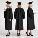 GradPlaza Matte Graduation Cap and Gown 2026 Tassel Year Middle High School College for Adult Graduation Robe (Black)