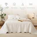 Sanracie Oversized King Quilt Set(120"x120"), California King Bedspread Sets, Shabby Rustic Chic Cotton Coverlet Bedding Summer Spring, Oversized Lightweight Quilt with 2 Shams, Creamy White‌, 3PCS