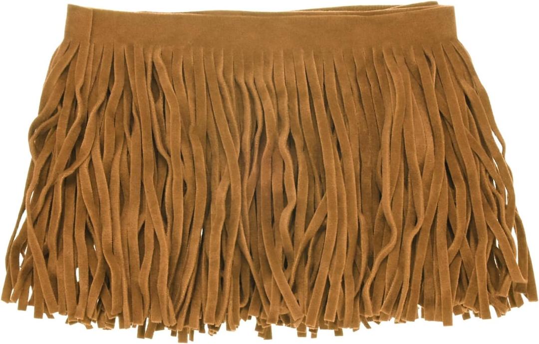 M METERXITY PU Leather Fringe Trim, 1 Yard 4 Inch Camel Double Side Suede Tassel Sewing Trim for DIY Craft/Sewing Dress Costume/Bags Shoe Decoration, Fringe Tassel