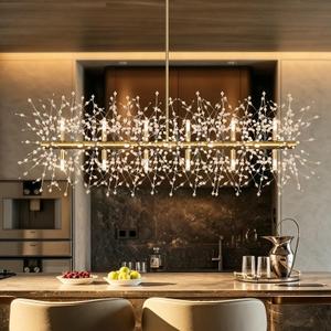 37.4" Gold Chandelier Firework Linear Dining Room Light Fixture