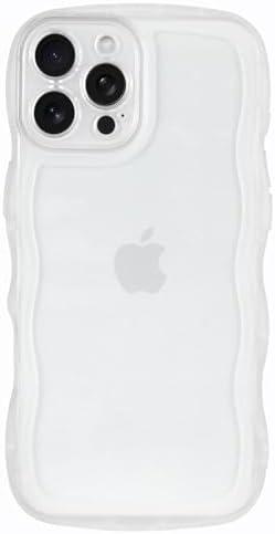 IYH Transparent Wave Case for iPhone 16 Pro 6.3 inches, Soft TPU Shockproof Cute Design Camera Protection Phone Covers for Women Men Boy Girls(White)