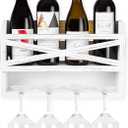 Wood Wine & Glass Rack 18.9 x 9.84 x 4.33 In White