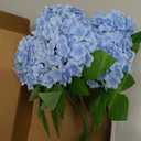 Real Touch Blue Hydrangea Artificial Flowers with Long Stem & Leaves, Full Latex Faux Hydrangea Flowers for Home Decor Party Floral Arrangements Wedding Bouquets Centerpieces