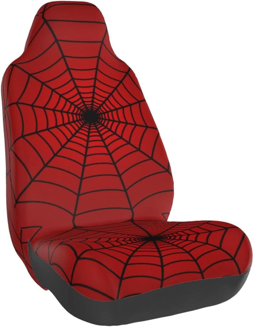 Red Spider Web Car Seat Cover, Full Set Front Bucket The Car Chair Cover Protectors Accessories