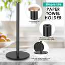 Paper Towel Holder Black,ZMGNND Adjustable Paper Towel Stand for Countertop - New House Essentials,Matte Black Bathroom Paper Towel Holders - Holds 3 Rolls,Kitchen Paper Towel Dispenser for Counter