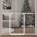 Fairy Baby 38" Extra Tall Baby Gate for Stairs Doorways, Extra Wide 54.4" to 59.8" Safety Dog Gate for House, Auto Close Pressure Mounted Easy Walk Through Pet Gate with Door, White