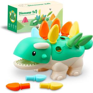 Toddler Dinosaur Montessori Toys for 1 2 3 Year Old Boy & Girl, Easter Basket Stuffers Educational Fine Motor Skill Games, Birthday Gift 12-18 Months Kids Baby