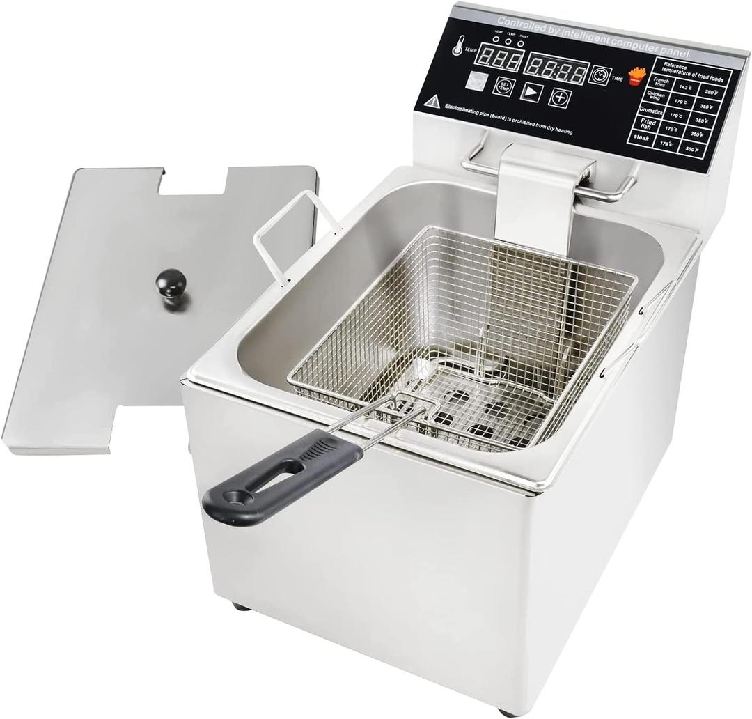 Electric Deep Fryer with Basket and Lid Capacity 8L Electric Deep Fryer with Intelligent Temperature Control for Home Kitchen and Restaurant 1800 Watts 110V