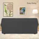 Easy-Going Stretch Oversized Sofa Slipcover 1-Piece Sofa Cover Furniture Protector Couch Soft with Elastic Bottom for Kids, Polyester Spandex Jacquard Fabric Small Checks Dark Gray