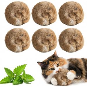 Rabbit Fur Ball Cat Toys,6 Pack Soft Fluffy Catnip Toy Balls for Indoor Cats,3.15 Inch Furry Cat Exercise Ball for Hunting Instinct&Bunny Kicks,Washable Interactive Cat Toy for Chasing & Bonding(6PC)