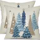 DFXSZ Christmas Pillow Covers 18x18 Inch Set of 2 Xmas Tree Decorative Throw Pillows Winter Christmas Decor for Home Couch TH-50E18