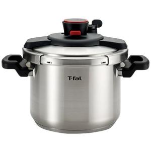 T-fal P45007 Clipso Stainless Steel Dishwasher Safe PTFE PFOA and Cadmium Free 12-PSI Pressure Cooker Cookware, 6.3-Quart, Silver