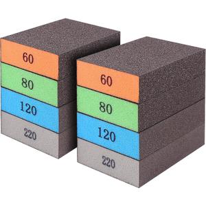 Romeda 8-Pack Sanding Sponge, Four Grits Per Pack 60/80/120/220, Washable and Reusable Handmade Sandpaper Block, Drywall Sandpaper Blocks for Wooden Drywall Sheetrock and Metal Glazing