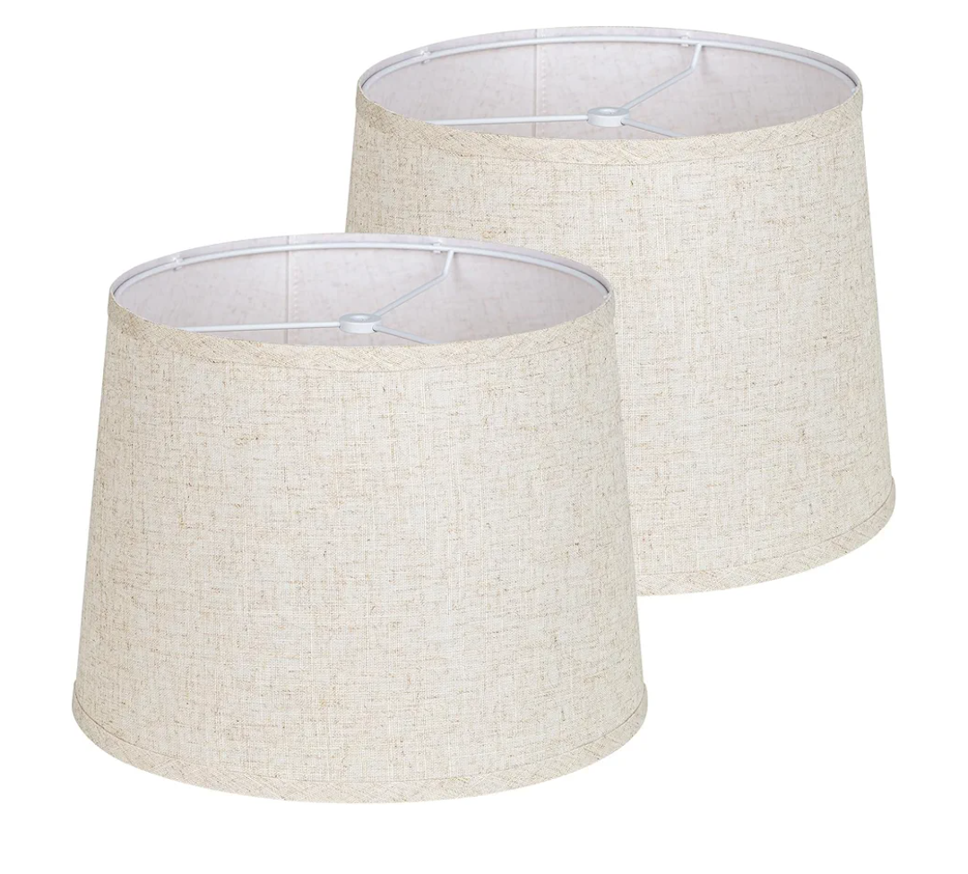 Lamp shades Set of 2, Drum Lamp shades 11" Top x 13" Bottom x 10" High,Medium Lampshades,Natural Linen Lamp Shades for Table Lamp & Floor Lamp - Lampshades Replacement (Beige)
