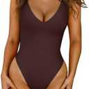 LASLULU Womens One Piece Swimsuit Padded Sexy V Neck Swim Suits Modest Tummy Control Bathing Suits, S