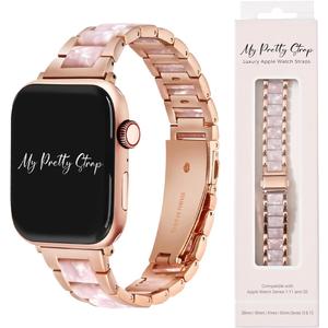 My Pretty Strap - Compatible Apple Watch Band Strap, Stainless Steel Fashion iWatch Replacement Strap- Easy Resizing, No Tool Needed, Fits Most Wrists- Series 1-11, SE and Ultra