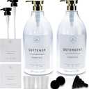 Deerlii Laundry Detergent Dispenser Set 67oz – Stylish Transparent PET Plastic Bottles – Gold and Black Pumps – Customizable & Childproof – Elevates Laundry Room Aesthetics with Detergent Bottle Kit