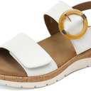 UBFEN Womens Flat Sandals Arch Support Open Toe Walking Comfy Casual Low Wedge Summer Shoes (7, White)