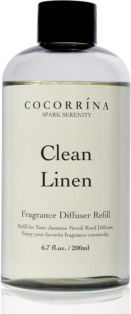 Cocorrna Clean Linen Scented Reed Diffuser Oil with 8 Sticks Fragrance for Bedroom, Bathroom, Oil Diffuser, Home Dcor, 6.7 fl oz. (200 ml)