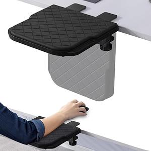 Arm Rest for Desk, 90°Foldable Computer Wrist Rest Shelf with Sponge Padding, Clamp on Arm Support, Ergonomic Sturdy Desk Extender for Office & Home, Durable & Easy to Install (Black)