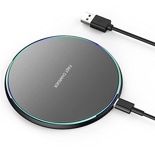 Wireless Charger Compatible with iPhone 16 15 14 13 12 11 Pro Max/Mini/Plus/XR/X/8, 15W Max Fast Wireless Charging Pad Mat for Galaxy S23/S22/S21/S20/S10, Air Pods Pro/3/2, Galaxy Buds, Black